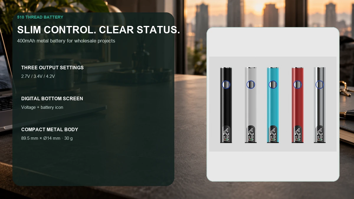 VoltStick 510 thread battery in an adult urban desktop scene