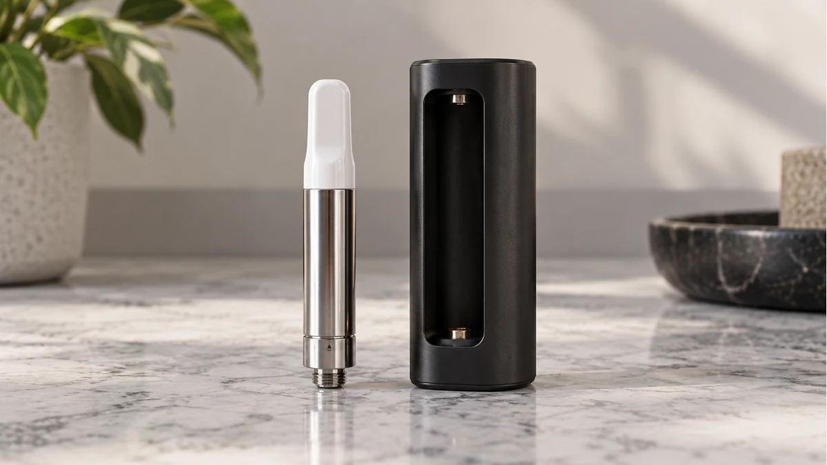 Large cartridge beside a recessed 510 battery bay