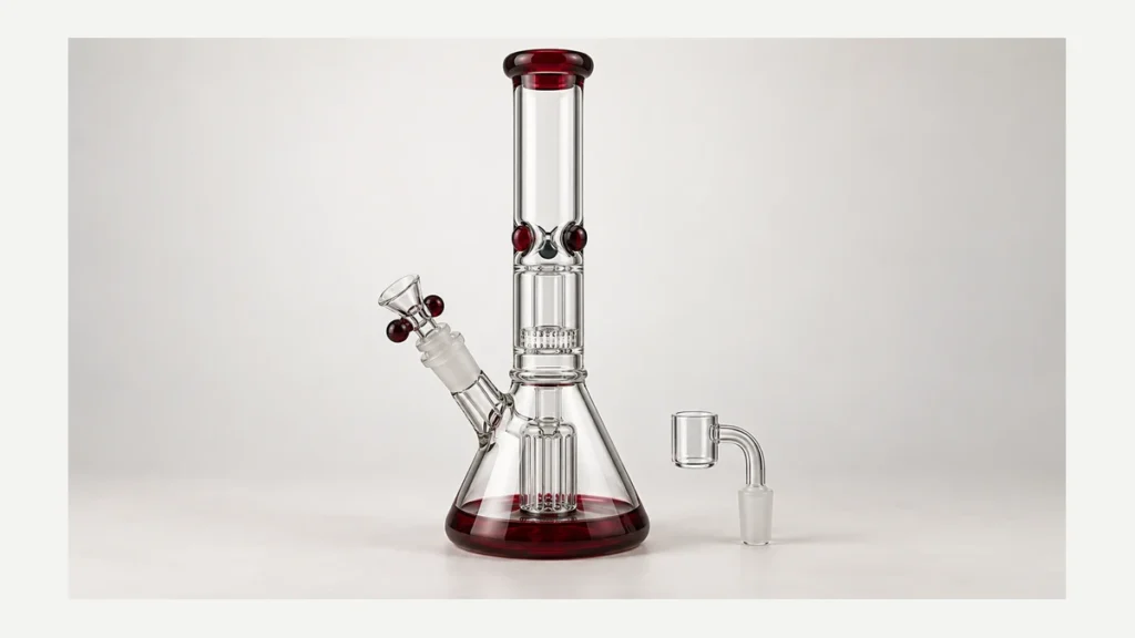 Convertible glass bong and dab rig with separate bowl and quartz bucket
