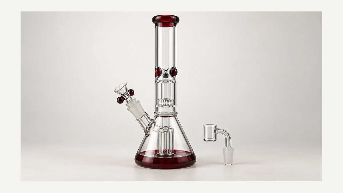 Convertible glass bong and dab rig with separate bowl and quartz bucket