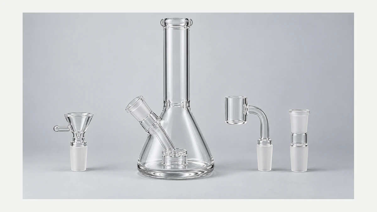 Shared glass body with interchangeable flower and concentrate accessories