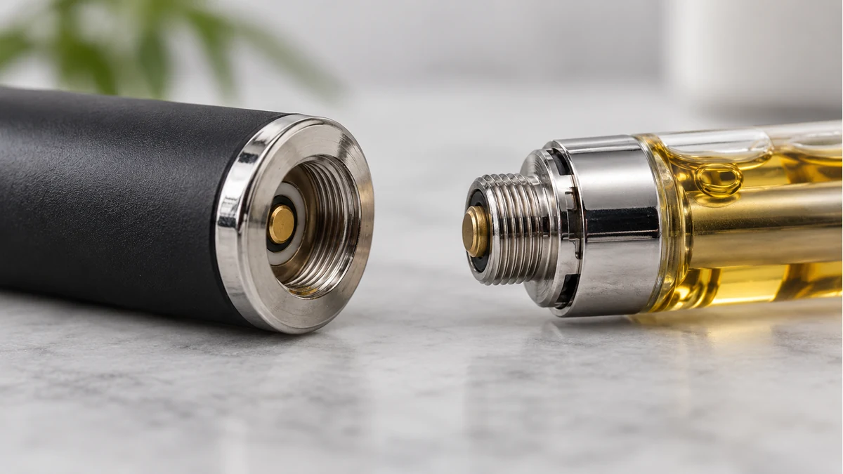 Close-up of a 510 battery and cartridge connector