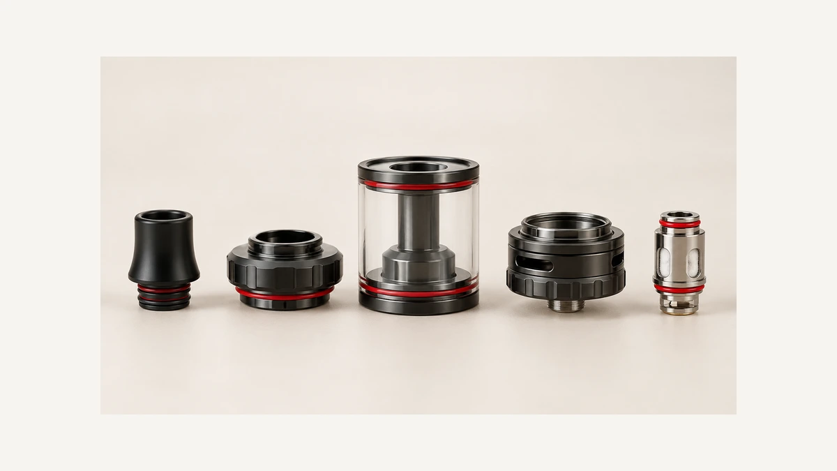 Whole tank components including mouthpiece cap reservoir base and coil head