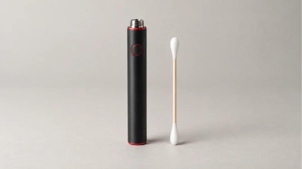 Unbranded 510 battery beside a dry cotton swab