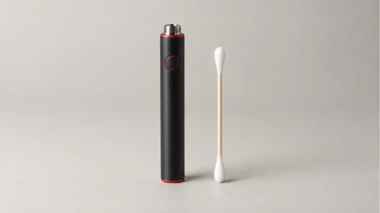 Unbranded 510 battery beside a dry cotton swab