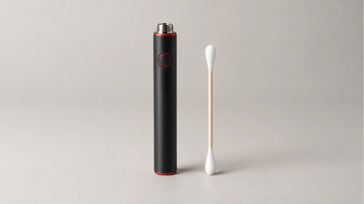 Unbranded 510 battery beside a dry cotton swab