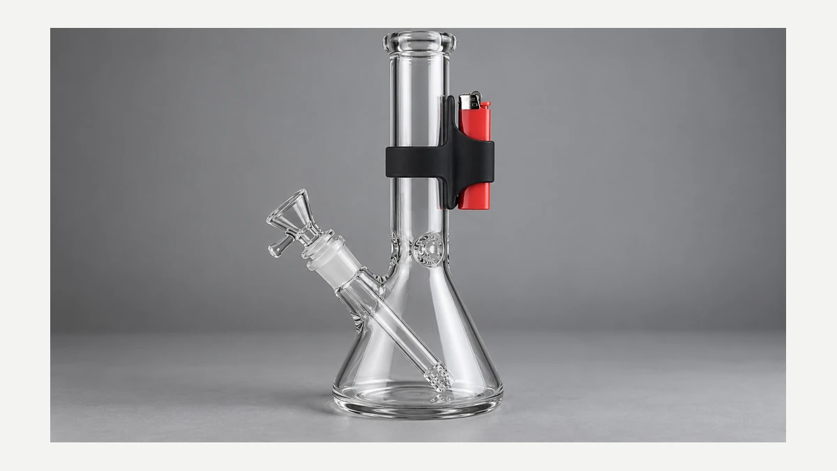Side view of a fitted bong lighter clip