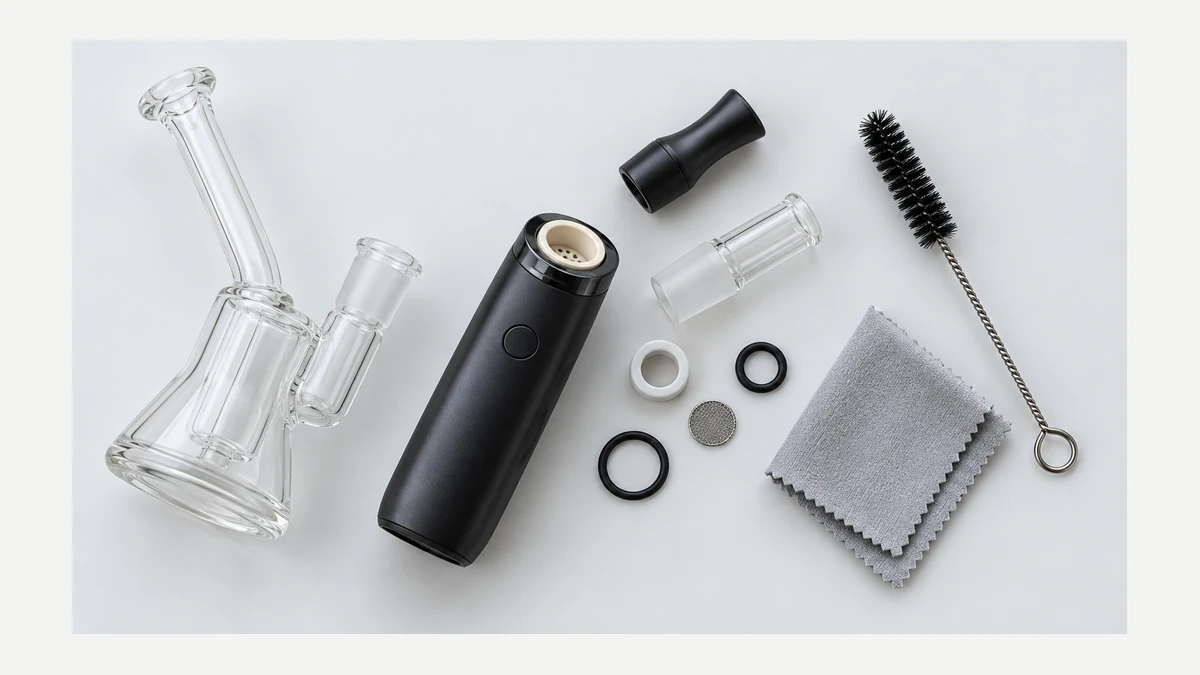 Concentrate vaporizer bubbler parts prepared for cleaning Concentrate vaporizer bubbler parts prepared for cleaning