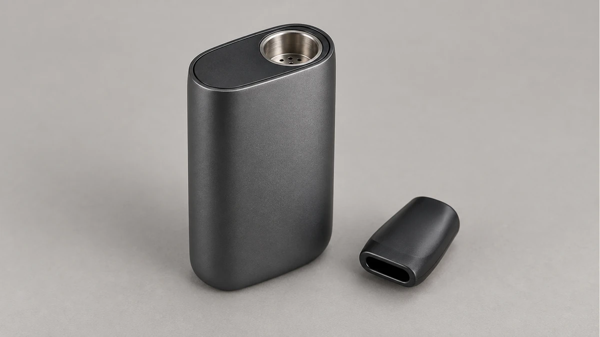Empty chamber opening and separate mouthpiece on a dry herb device Empty chamber opening and separate mouthpiece on a dry herb device
