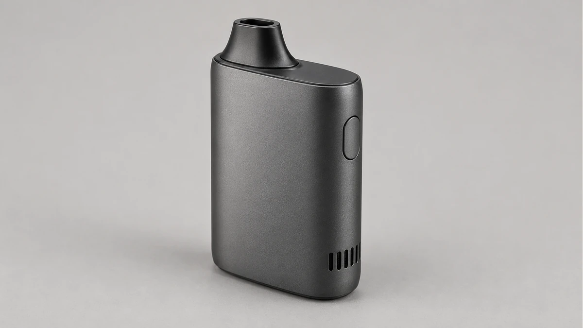 Exterior side vent on an unbranded dry herb device Exterior side vent on an unbranded dry herb device