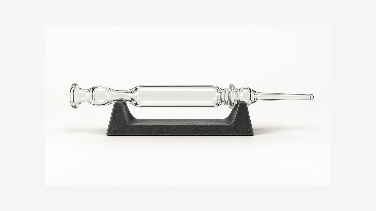 Cool empty glass collector resting in a body cradle