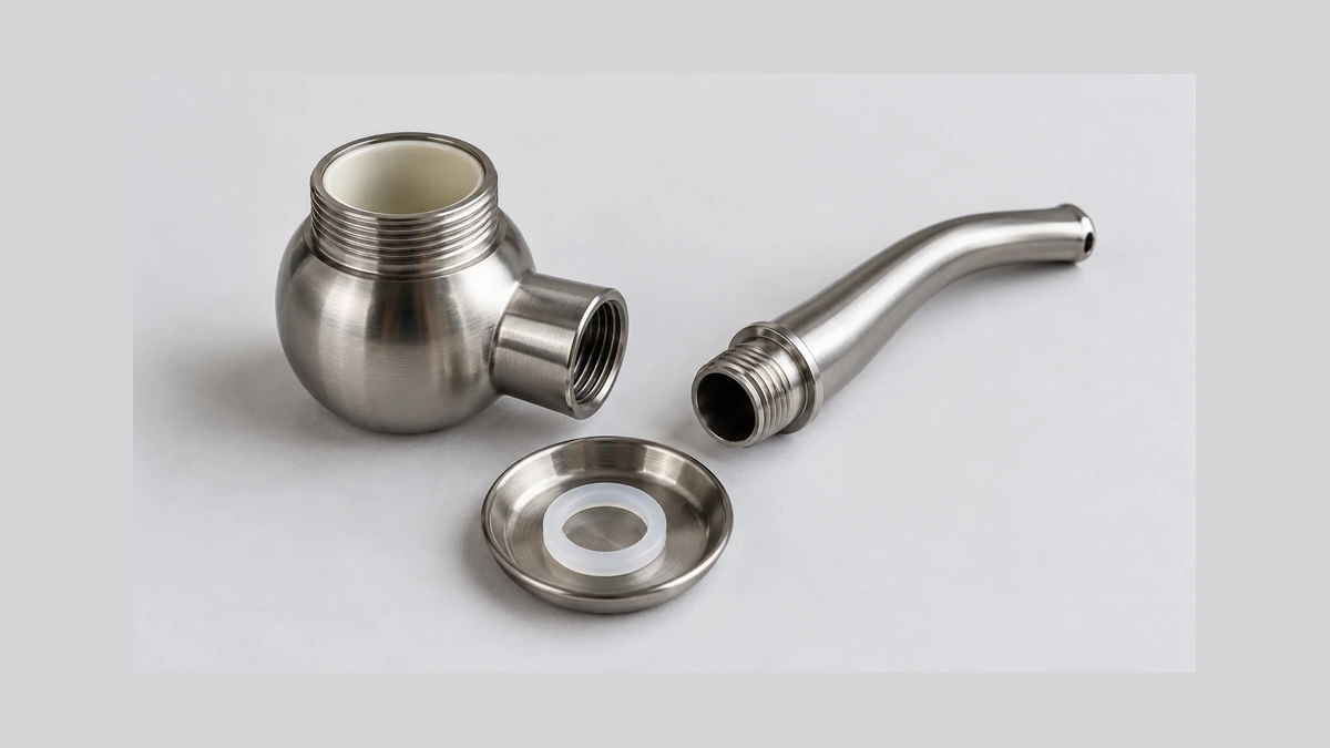 Detached neck, open steel water pipe body and separate gasket Detached neck, open steel water pipe body and separate gasket