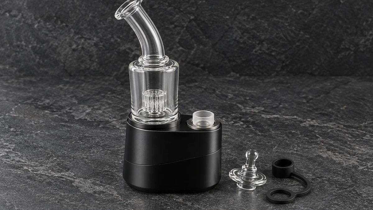 Generic compact electronic dab rig body with glass attachment shown assembled