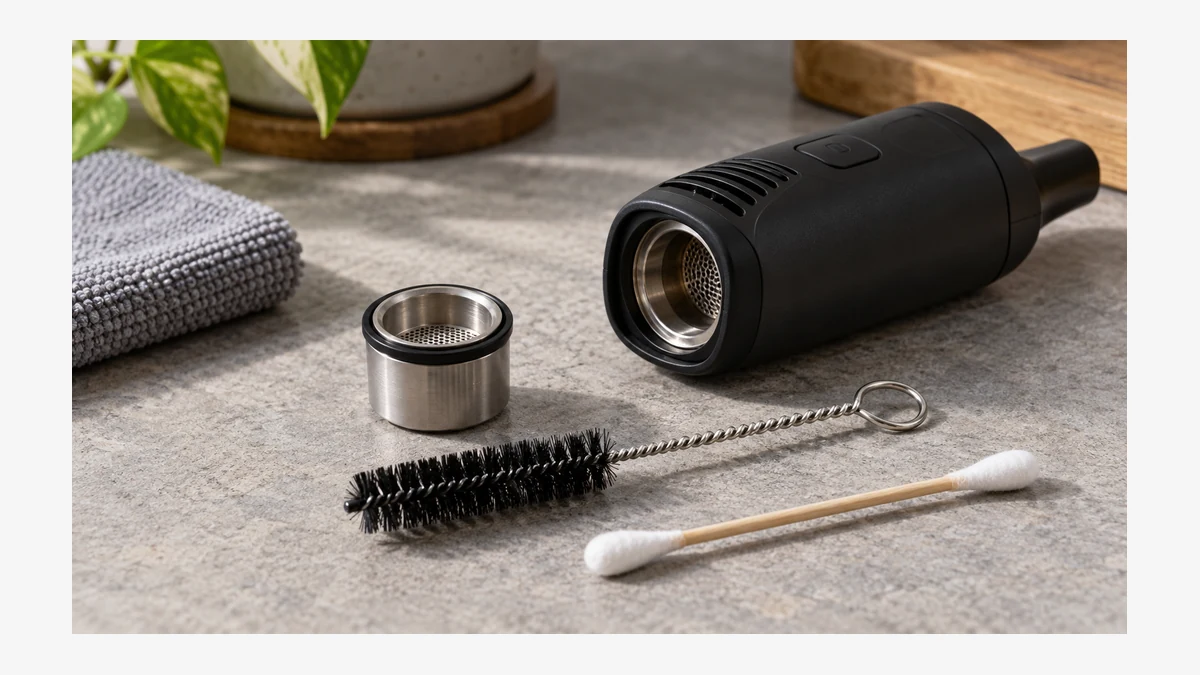 Dry herb vaporizer cup and cleaning tools