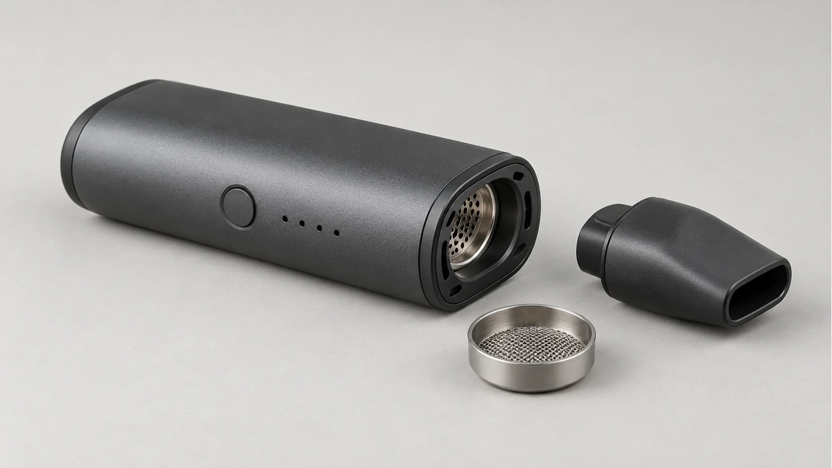 Generic dry herb vaporizer body, detached mouthpiece and screen dish Generic dry herb vaporizer body, detached mouthpiece and screen dish