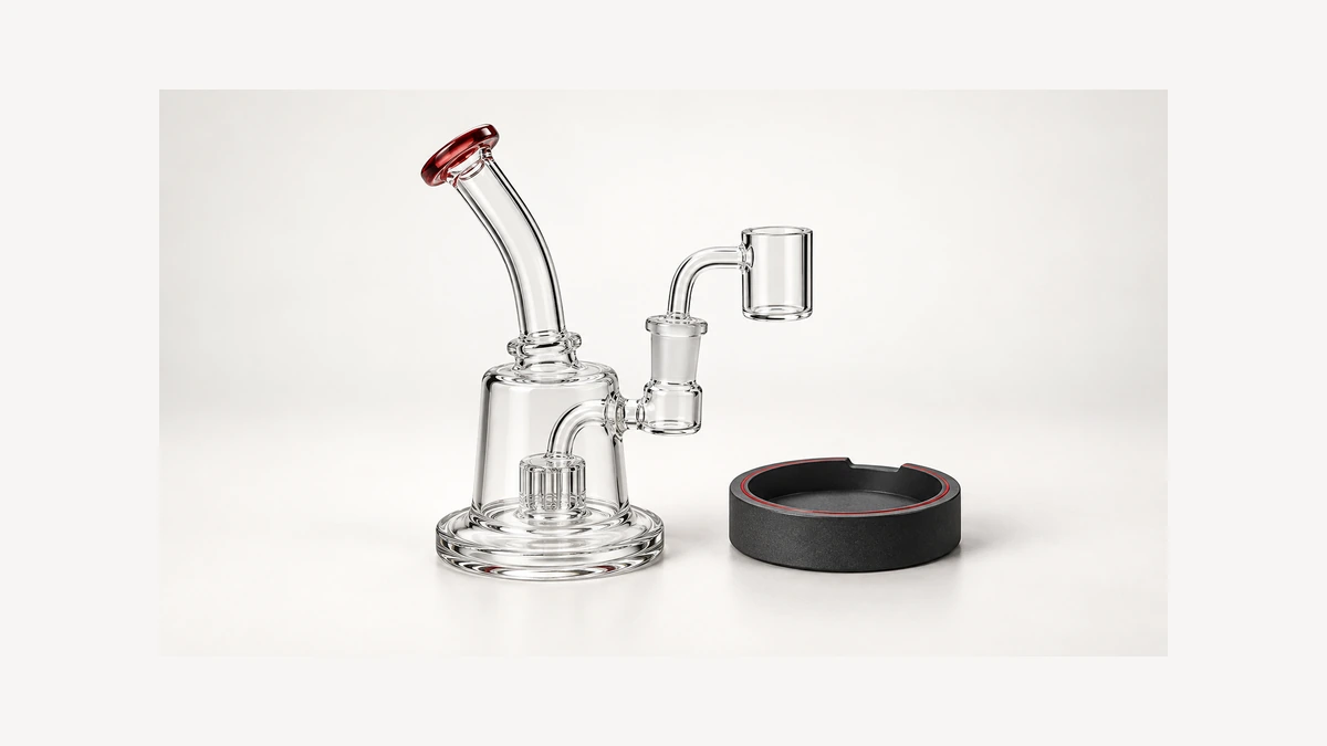 Glass rig beside a separate round base support