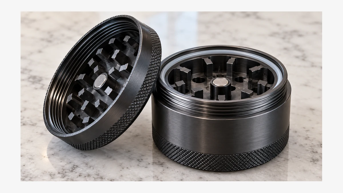 Close view of grinder gasket and threads