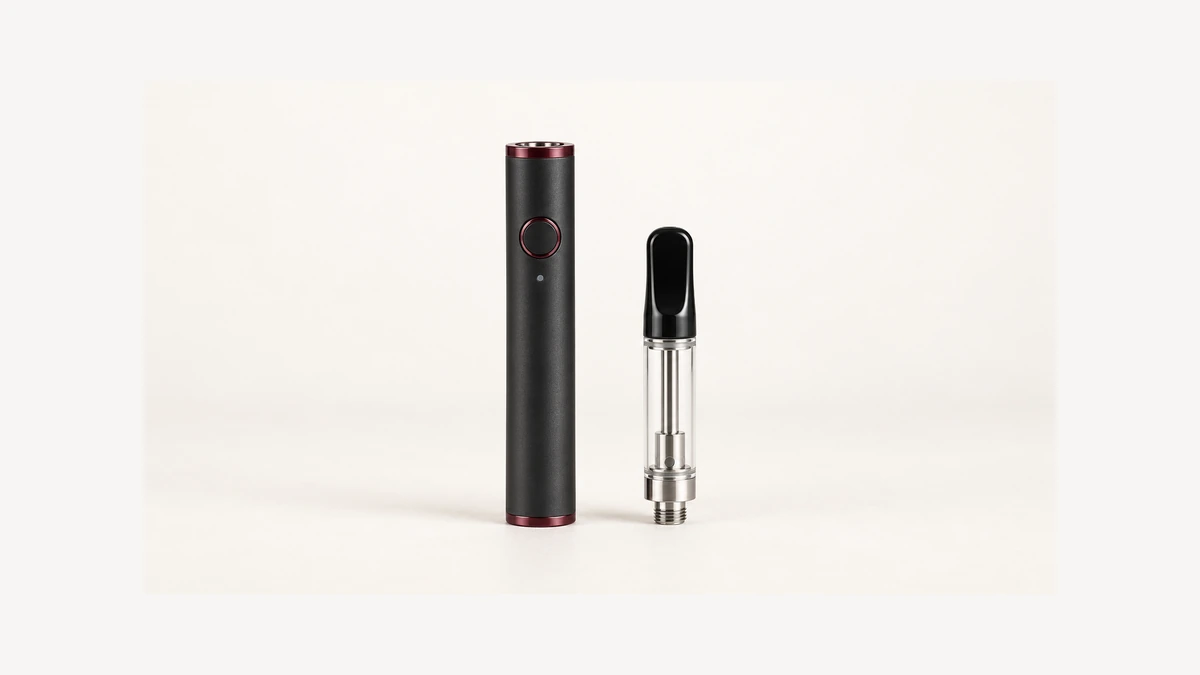 Inactive cartridge battery with unlit indicator beside an empty oil cartridge