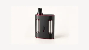 Inactive integrated oil vaporizer with two empty reservoir windows and one mouthpiece
