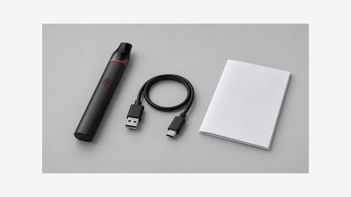 Inactive opaque pen beside disconnected cable and blank owner manual Inactive opaque pen beside disconnected cable and blank owner manual