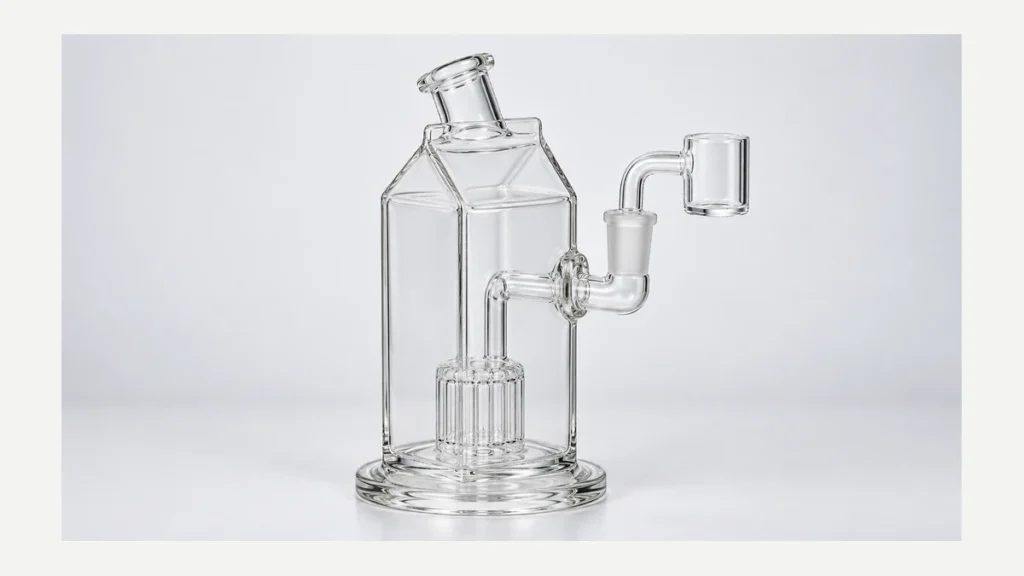 Complete juice-box-shaped glass dab rig