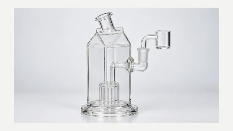 Complete juice-box-shaped glass dab rig