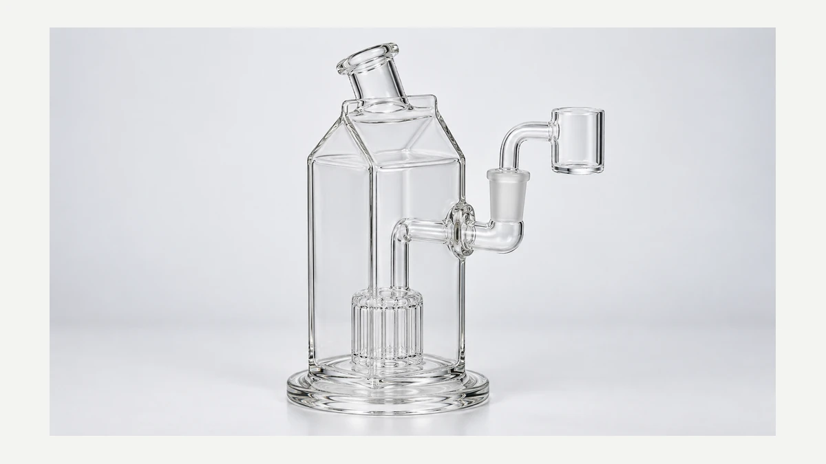 Complete juice-box-shaped glass dab rig Complete juice-box-shaped glass dab rig