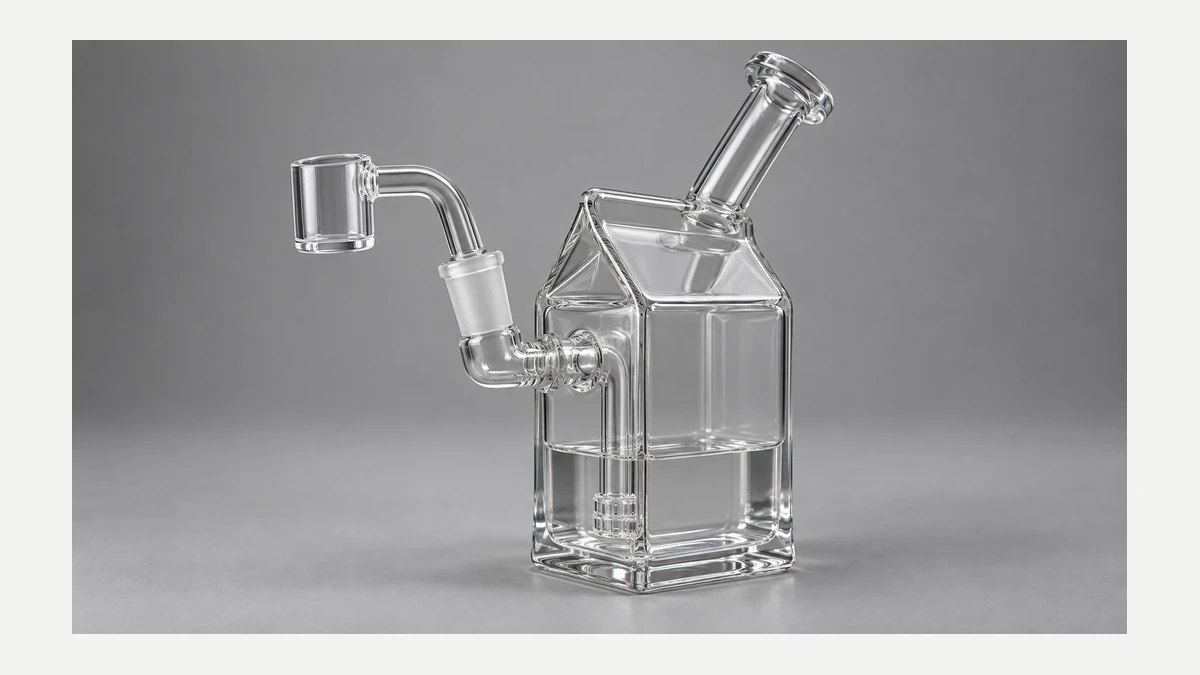 Three-quarter view of a rectangular dab rig Three-quarter view of a rectangular dab rig