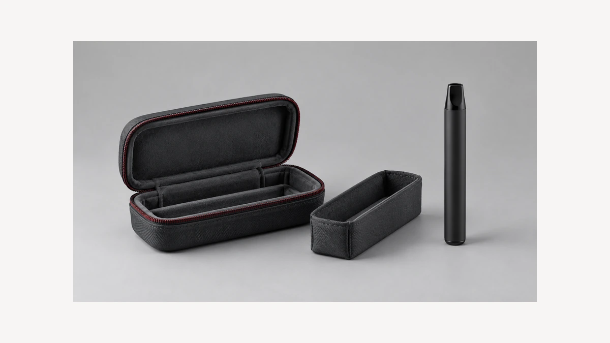 Open padded accessory bag with separate inner organizer and inactive pen