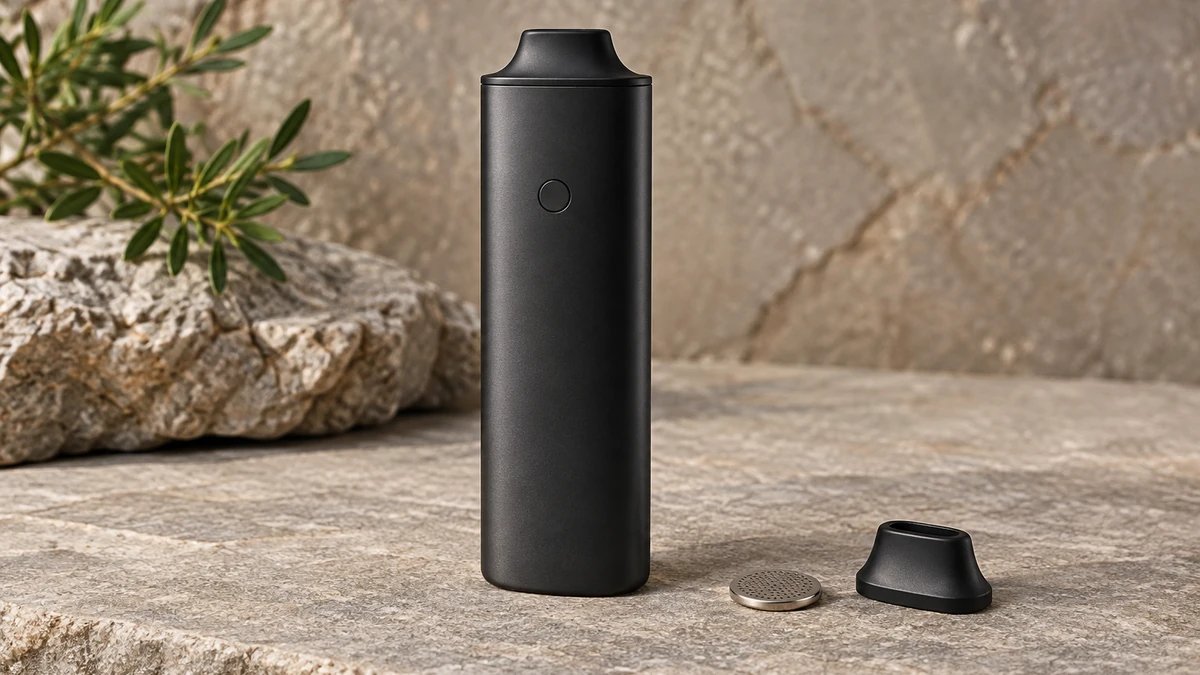 Separate vaporizer mouthpiece, oven screen, and device body arranged for component identification