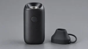 Compact chamber vaporizer with silicone mouthpiece cap and tether