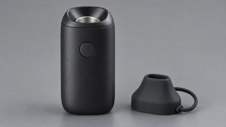 Compact chamber vaporizer with silicone mouthpiece cap and tether