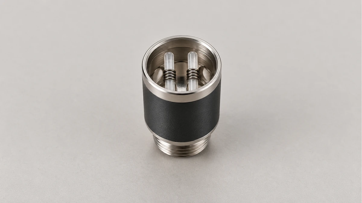 Complete small coil chamber with two wrapped rods visible inside the rim