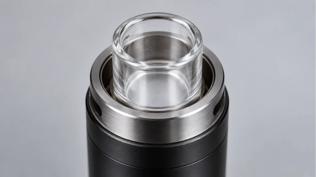 Quartz cup seated in a concentrate atomizer