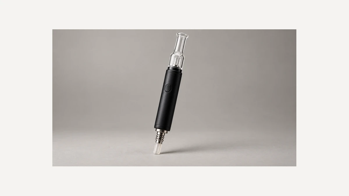 Generic electric nectar-collector style wax pen with a clear glass vapor path and quartz-tipped heater