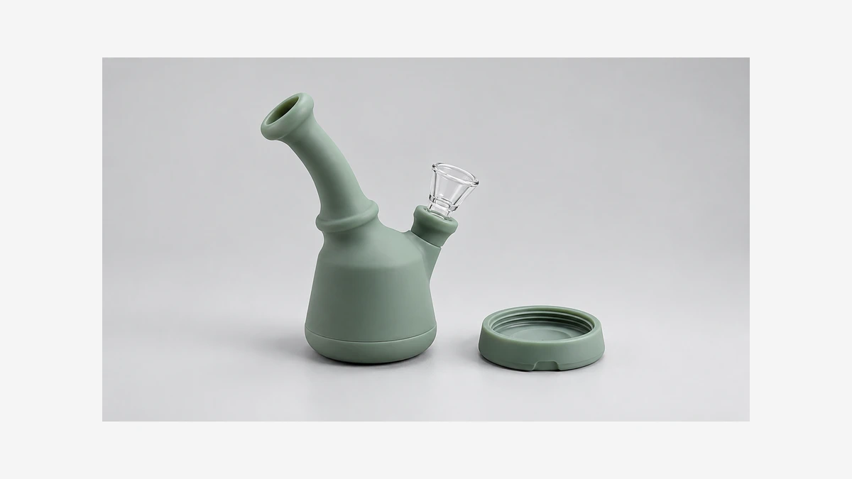 Silicone bubbler beside a separate base component