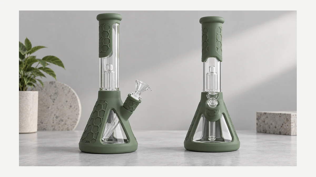 Hybrid bong viewed from two angles Hybrid bong viewed from two angles