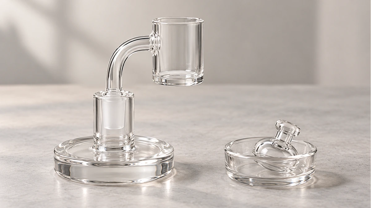 Single banger stand beside a separate glass cap dish Single banger stand beside a separate glass cap dish