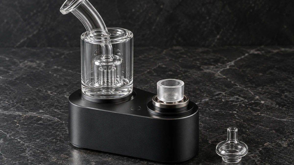 Generic desktop electronic dab rig with glass attachment and removable insert
