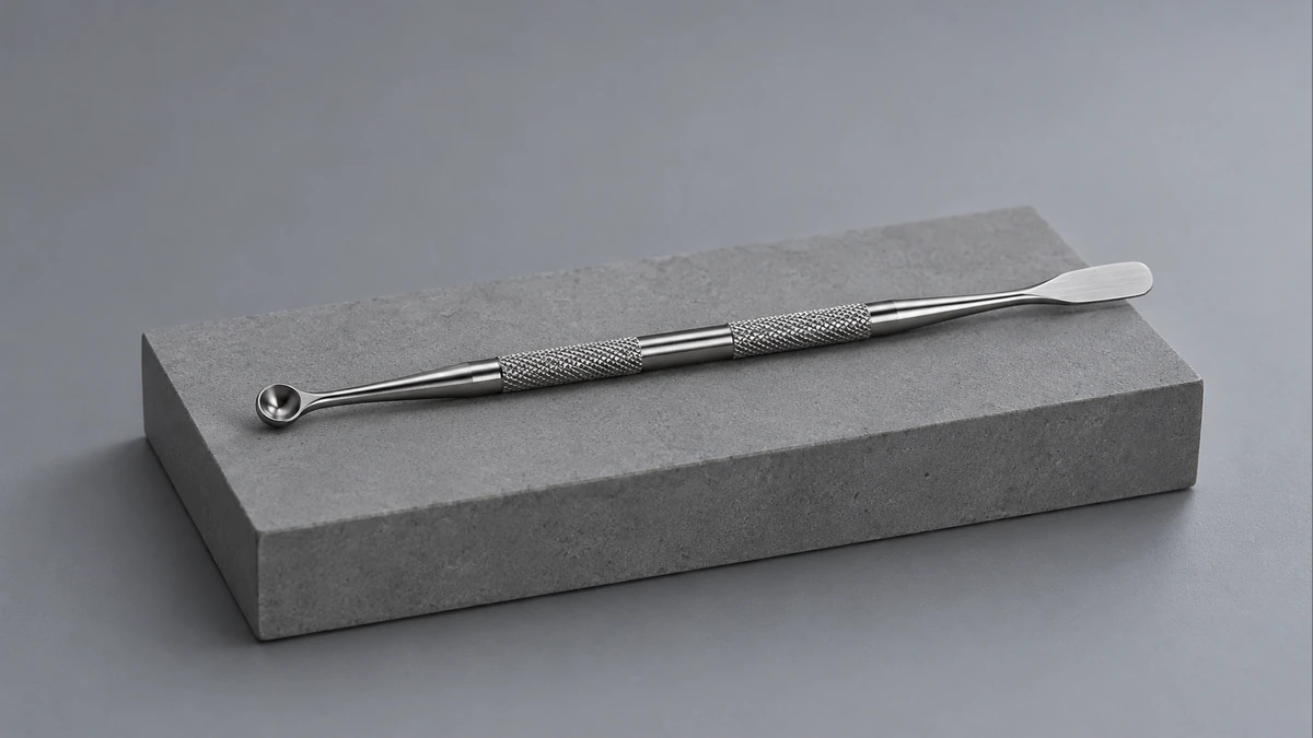 Complete metal dab tool under grazing studio light Complete metal dab tool under grazing studio light