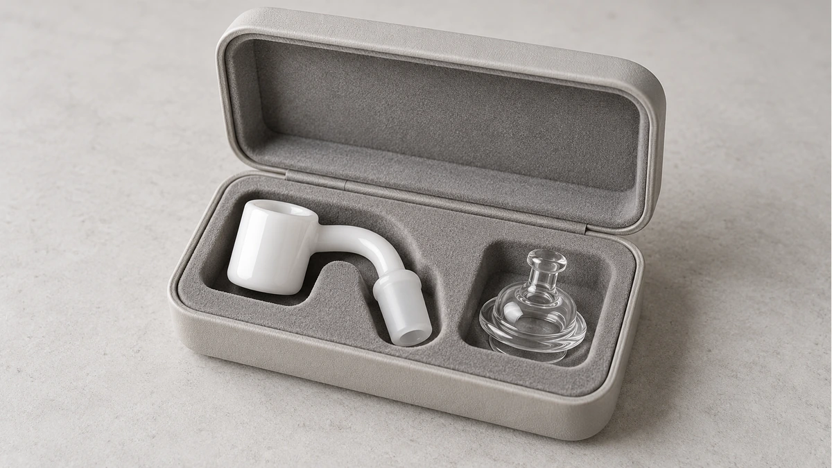 White banger and separate clear cap in padded case spaces
