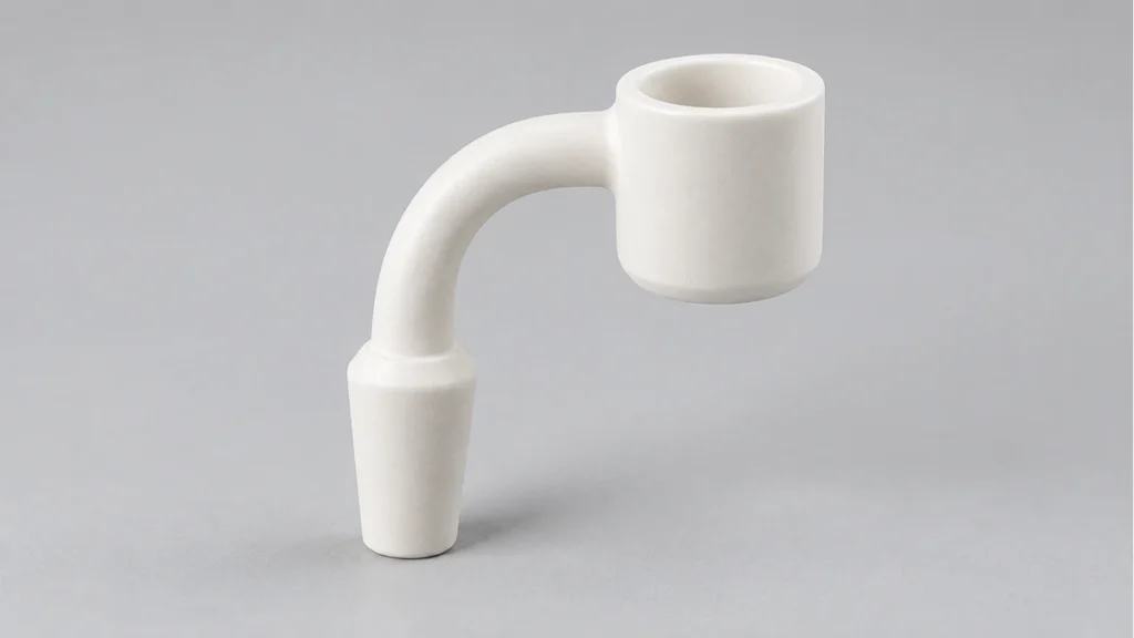 White bucket banger with bent neck and tapered joint