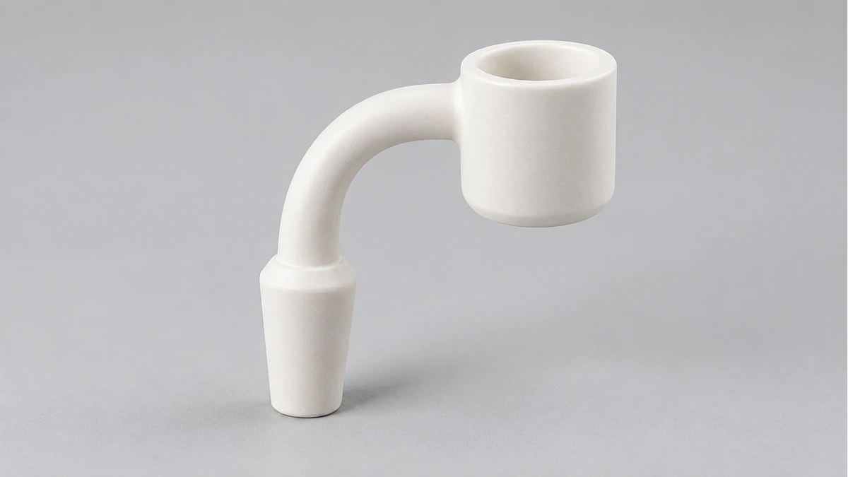 White bucket banger with bent neck and tapered joint